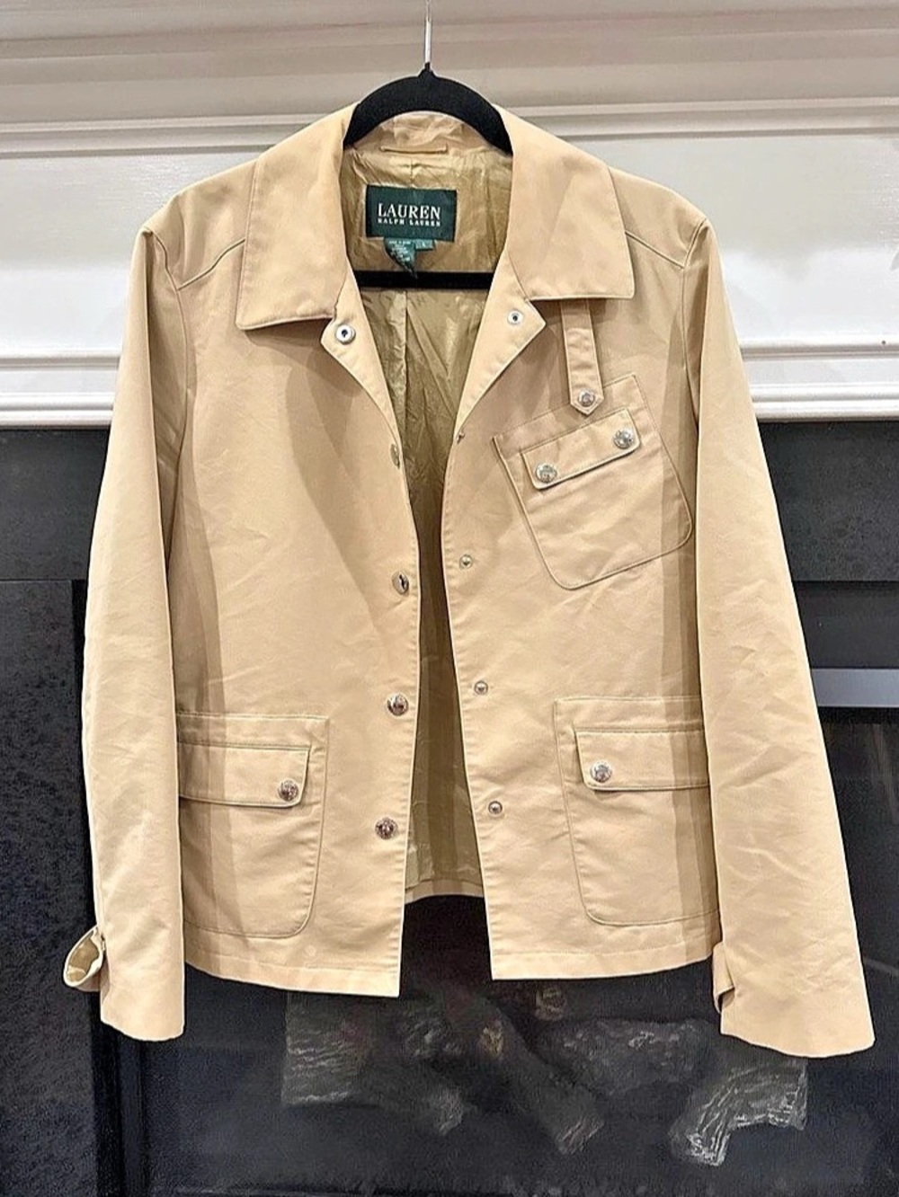 Ralph Lauren utility Jacket tan beige preppy classic old money cottagecore size